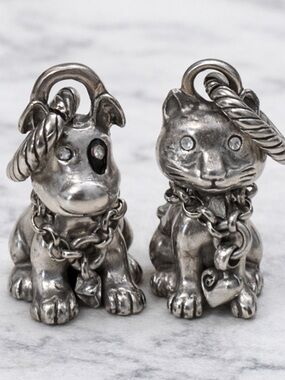 Brighton Dog & Cat Charm Set Silver Pet Lover Dangle Charms